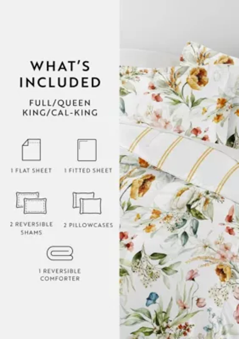 Bedding Bundle, Patterned Microfiber Comforter Set and Solid Sheet