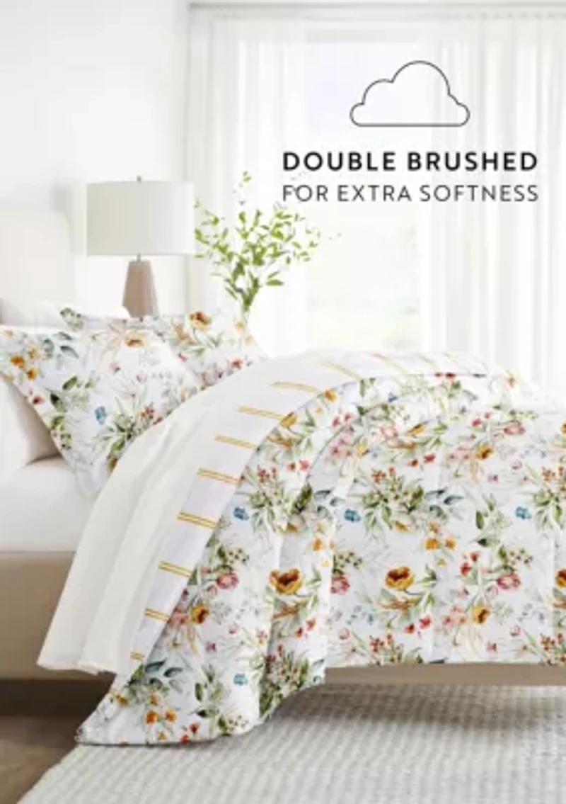 Bedding Bundle, Patterned Microfiber Comforter Set and Solid Sheet