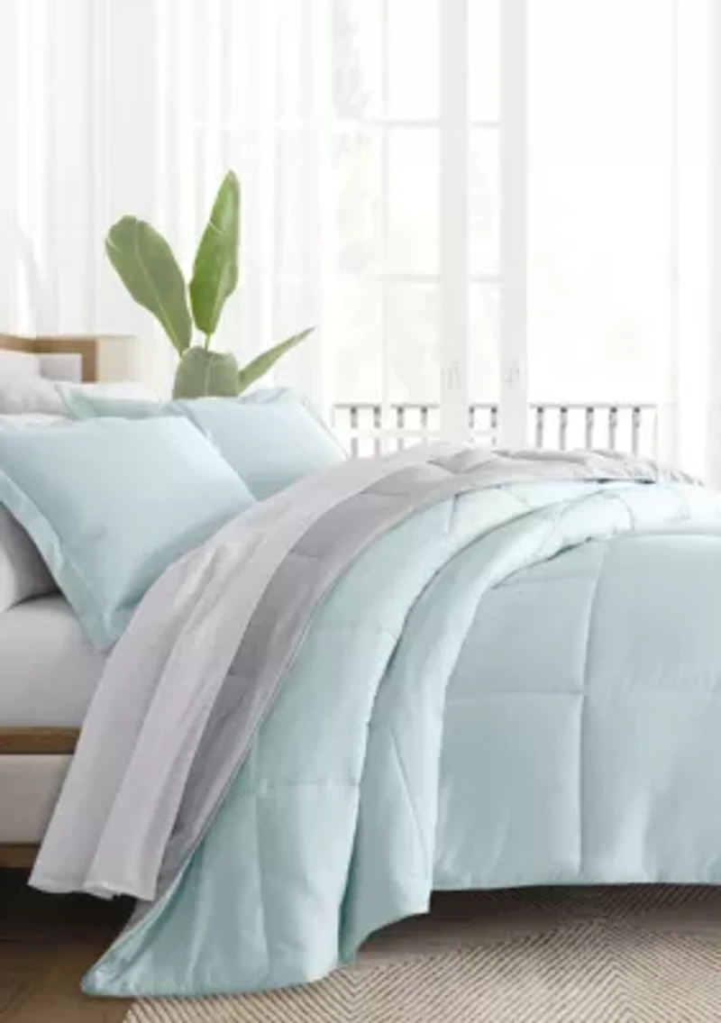 Bedding Bundle, Reversible Microfiber Comforter Set and Patterned Sheet