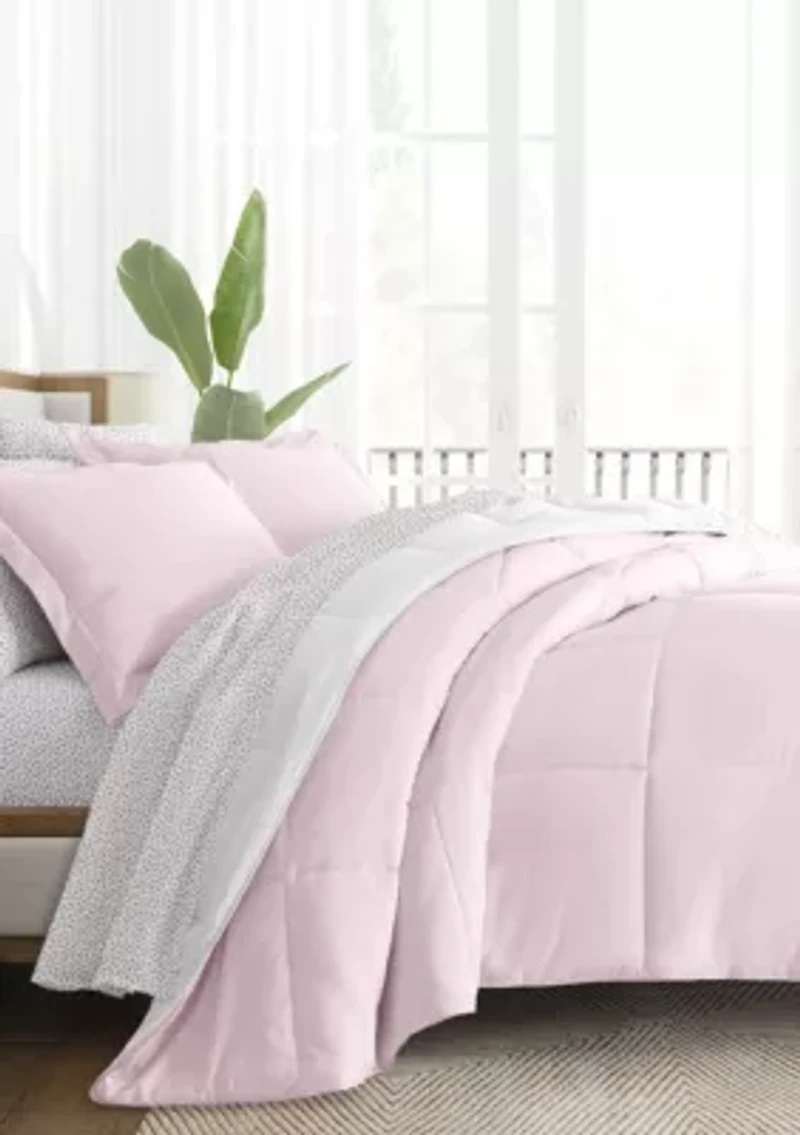 Bedding Bundle, Reversible Microfiber Comforter Set and Patterned Sheet