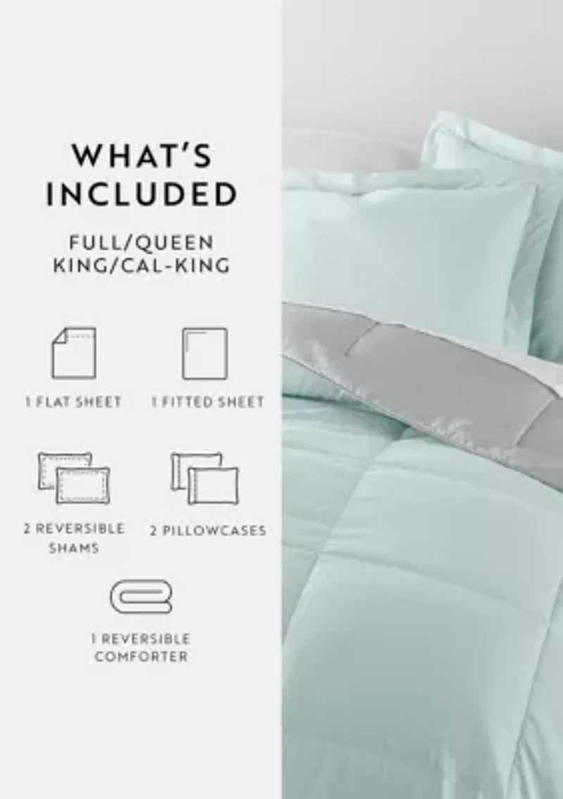 Bedding Bundle, Reversible Microfiber Comforter Set and Patterned Sheet
