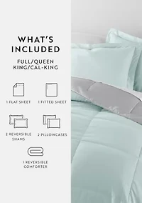 Bedding Bundle, Reversible Microfiber Comforter Set and Patterned Sheet
