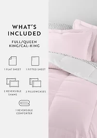 Bedding Bundle, Reversible Microfiber Comforter Set and Patterned Sheet