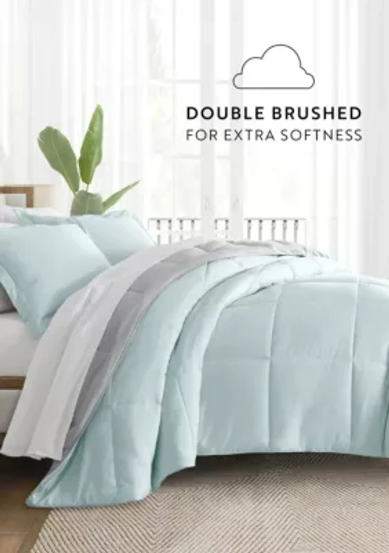 Bedding Bundle, Reversible Microfiber Comforter Set and Patterned Sheet