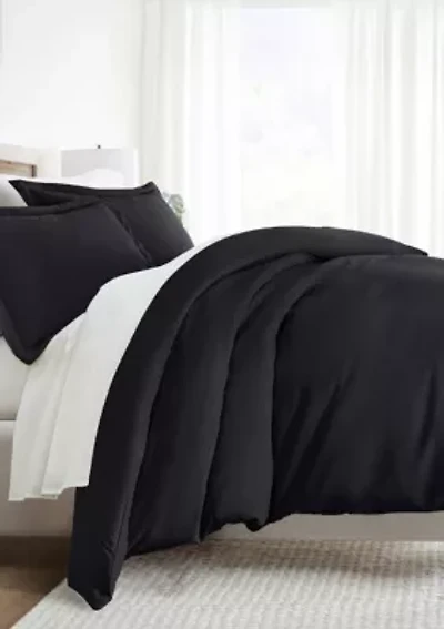 Bedding Bundle, Solid Duvet Cover Set, White Comforter and Patterned Sheet Set