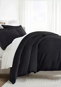 Bedding Bundle, Solid Duvet Cover Set, White Comforter and Patterned Sheet Set