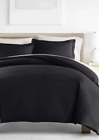 Bedding Bundle, Solid Duvet Cover Set, White Comforter and Patterned Sheet Set