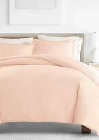 Bedding Bundle, Solid Duvet Cover Set, White Comforter and Patterned Sheet Set