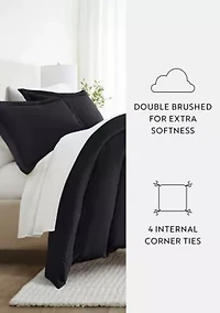 Bedding Bundle, Solid Duvet Cover Set, White Comforter and Patterned Sheet Set