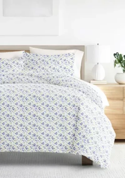 Bedding Bundle, Patterned Duvet Cover Set, White Comforter and Solid Sheet Set