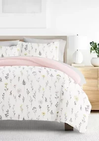 Bedding Bundle, Patterned Duvet Cover Set, White Comforter and Solid Sheet Set