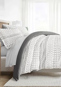 Bedding Bundle, Patterned Duvet Cover Set, White Comforter and Solid Sheet Set