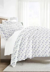 Bedding Bundle, Patterned Duvet Cover Set, White Comforter and Solid Sheet Set