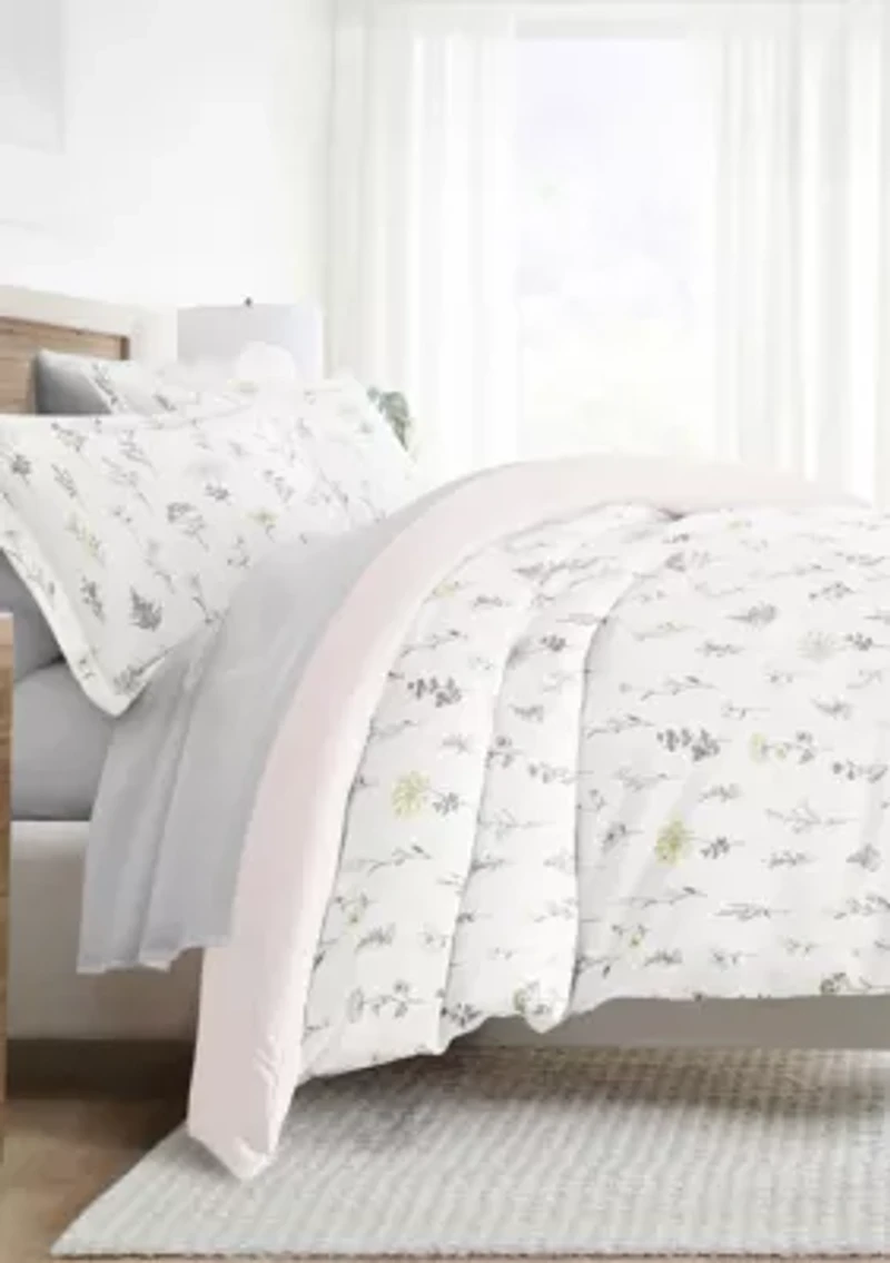 Bedding Bundle, Patterned Duvet Cover Set, White Comforter and Solid Sheet Set