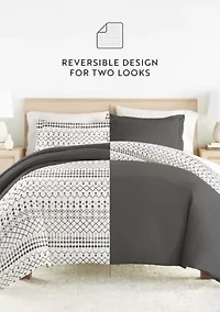 Bedding Bundle, Patterned Duvet Cover Set, White Comforter and Solid Sheet Set