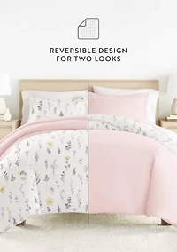 Bedding Bundle, Patterned Duvet Cover Set, White Comforter and Solid Sheet Set