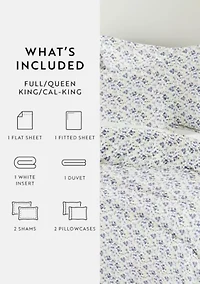 Bedding Bundle, Patterned Duvet Cover Set, White Comforter and Solid Sheet Set