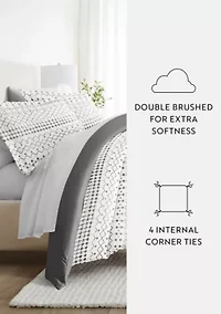 Bedding Bundle, Patterned Duvet Cover Set, White Comforter and Solid Sheet Set