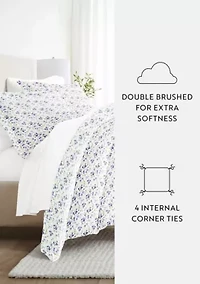 Bedding Bundle, Patterned Duvet Cover Set, White Comforter and Solid Sheet Set