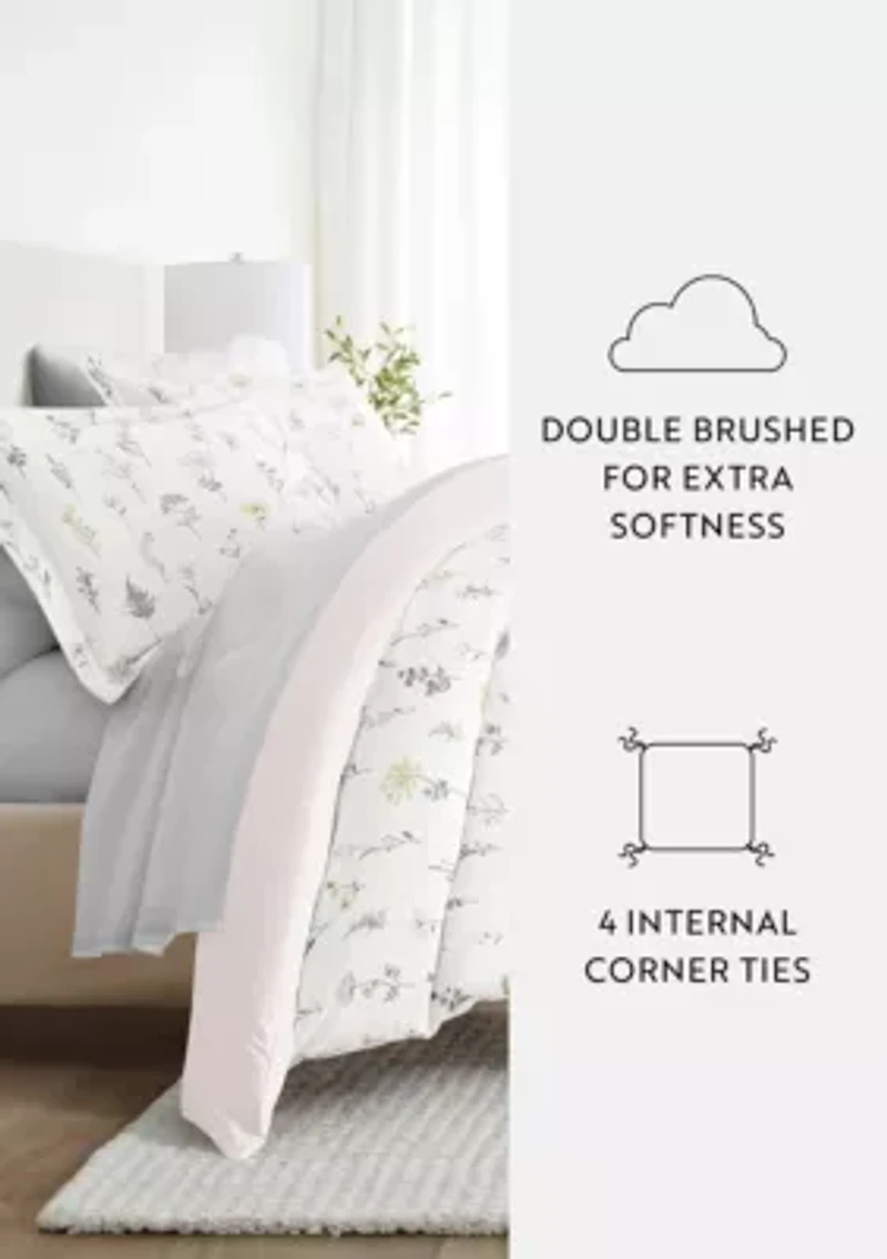 Bedding Bundle, Patterned Duvet Cover Set, White Comforter and Solid Sheet Set