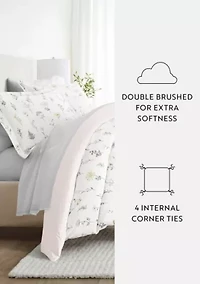 Bedding Bundle, Patterned Duvet Cover Set, White Comforter and Solid Sheet Set