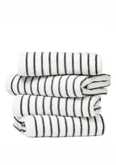 2-Pack 100% Cotton Gray Stripe Cabana Beach Towels