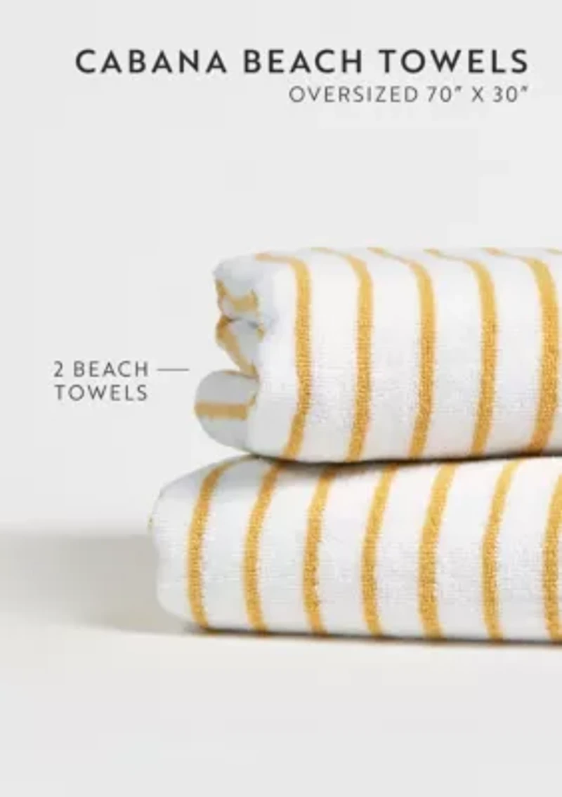 4-Pack Cabana Stripe Beach Pool Towels - 100% Ring Spun Cotton, 30 x 60