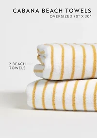 4-Pack Cabana Stripe Beach Pool Towels - 100% Ring Spun Cotton, 30 x 60