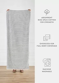 2-Pack 100% Cotton Gray Stripe Cabana Beach Towels