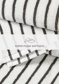 2-Pack 100% Cotton Gray Stripe Cabana Beach Towels