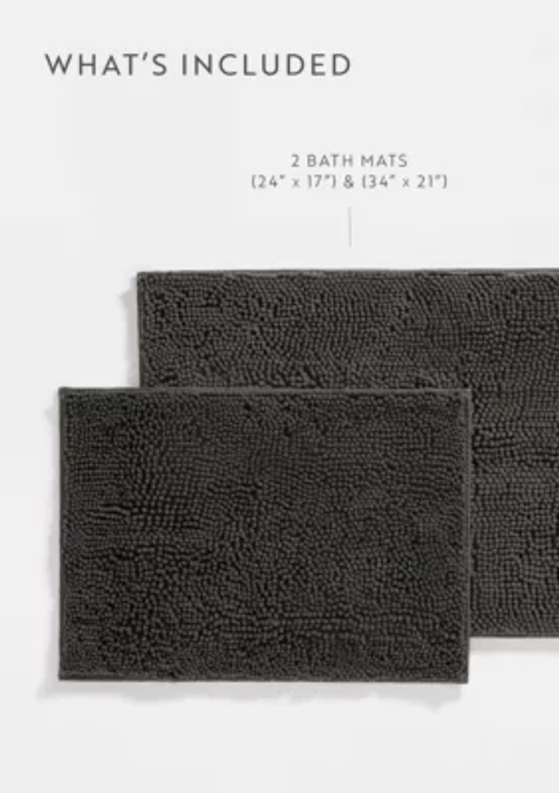 2-Pack Ultra Soft Chenille Bath Mat Set