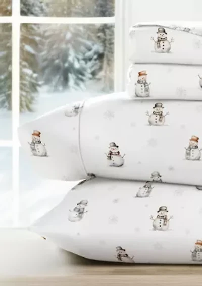 Ultra Soft Vintage Snowman Patterned Christmas Sheet Set