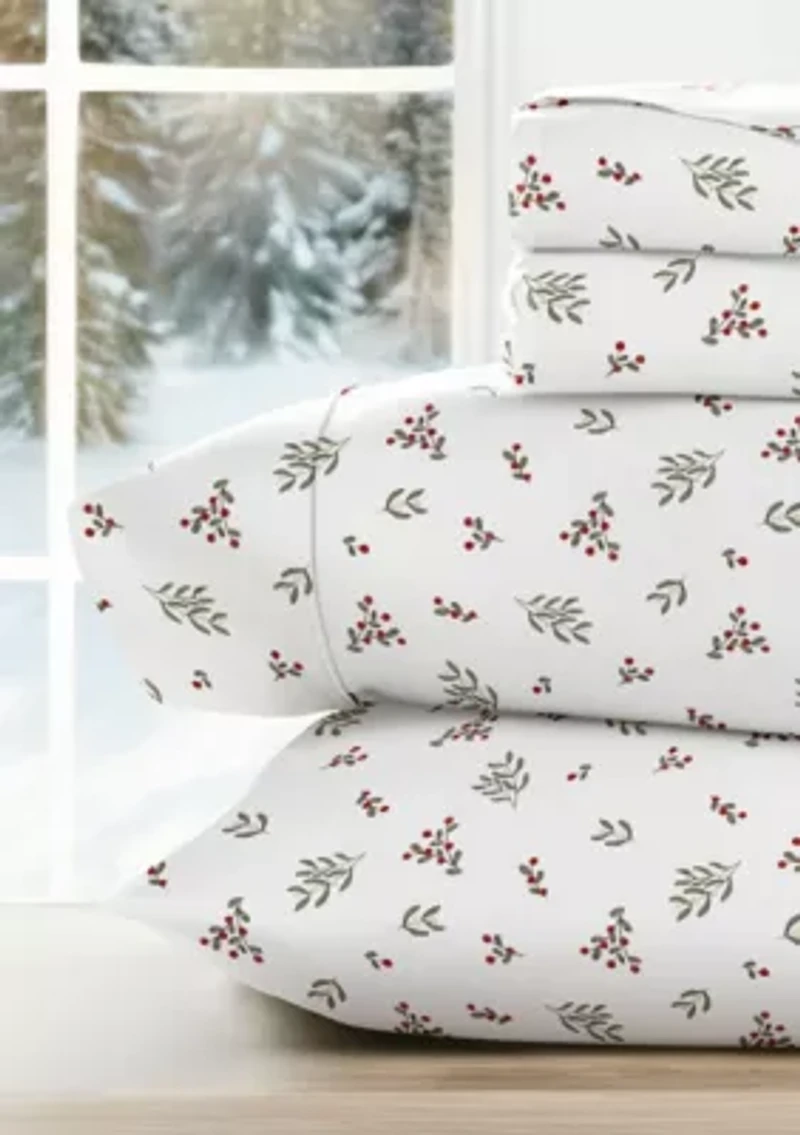 Ultra Soft Winter Berries Patterned Christmas Sheet Set