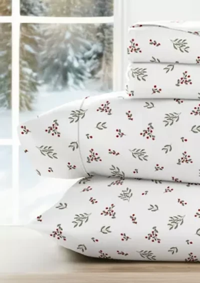 Ultra Soft Winter Berries Patterned Christmas Sheet Set