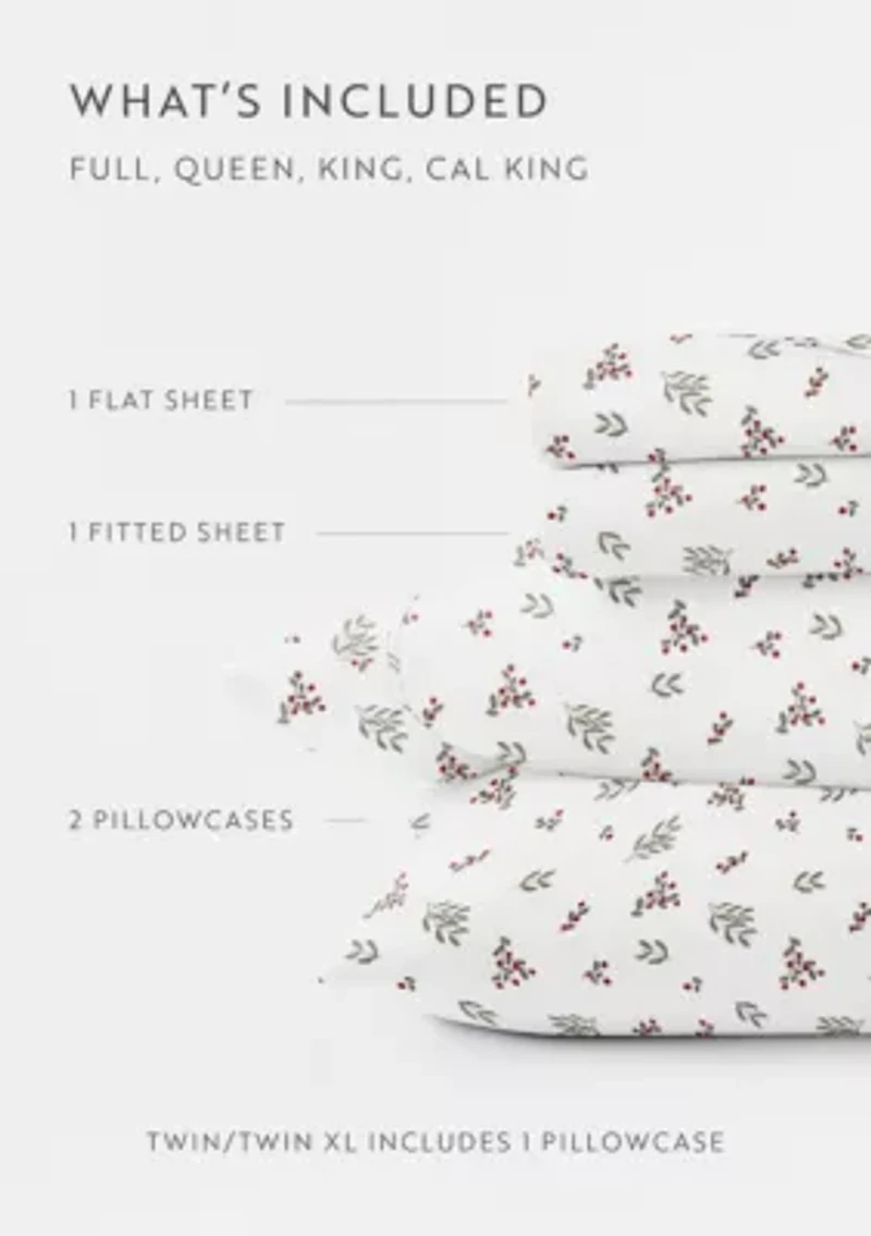 Ultra Soft Winter Berries Patterned Christmas Sheet Set