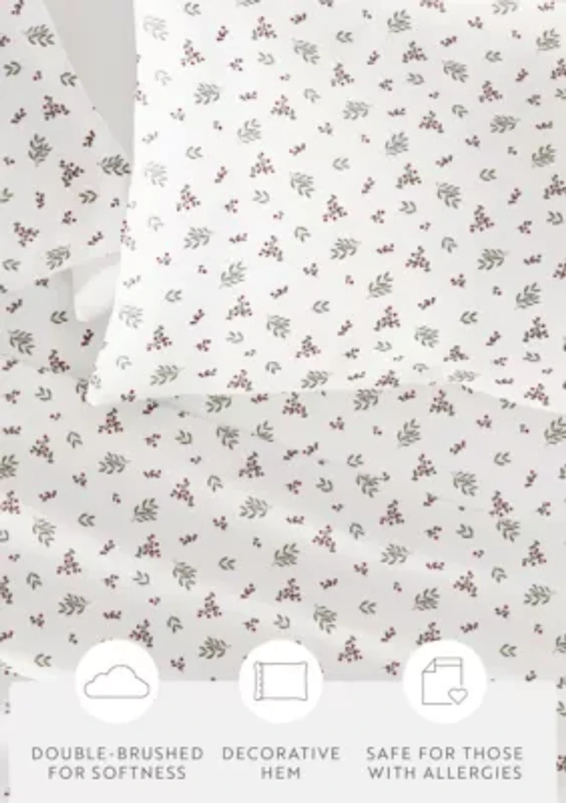 Ultra Soft Winter Berries Patterned Christmas Sheet Set