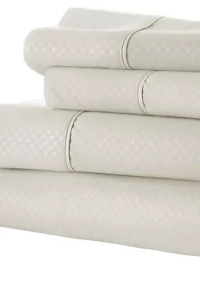 Premium Checkered Embossed  Bed Sheet Set