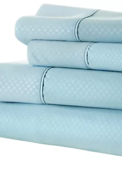 Premium Checkered Embossed  Bed Sheet Set