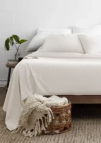 Premium Striped Embossed 4 Piece Bed Sheet Set