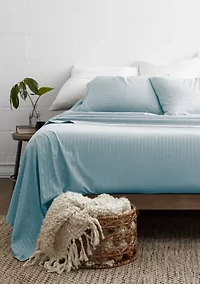 Premium Striped Embossed 4 Piece Bed Sheet Set