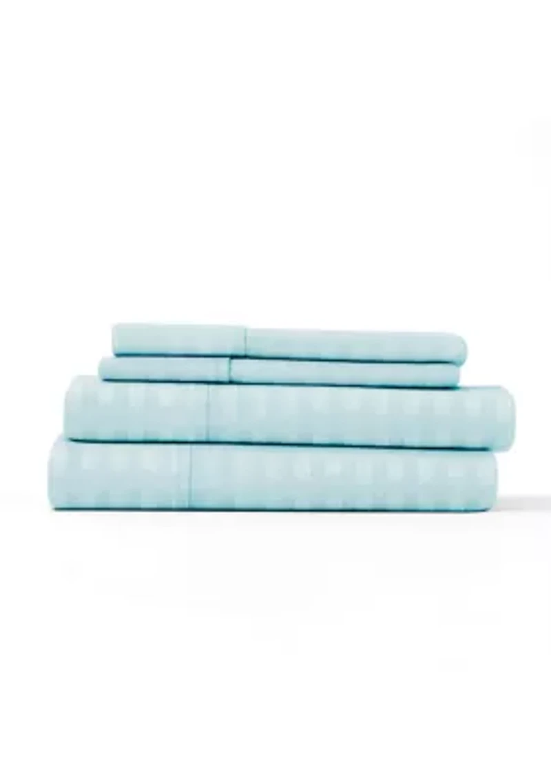 Premium Striped Embossed 4 Piece Bed Sheet Set