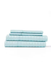 Premium Striped Embossed 4 Piece Bed Sheet Set