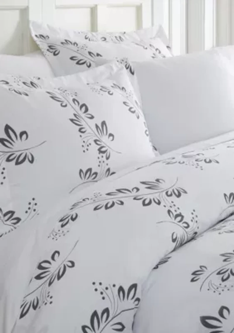 Premium Ultra Soft Simple Vine Print Duvet Cover Set