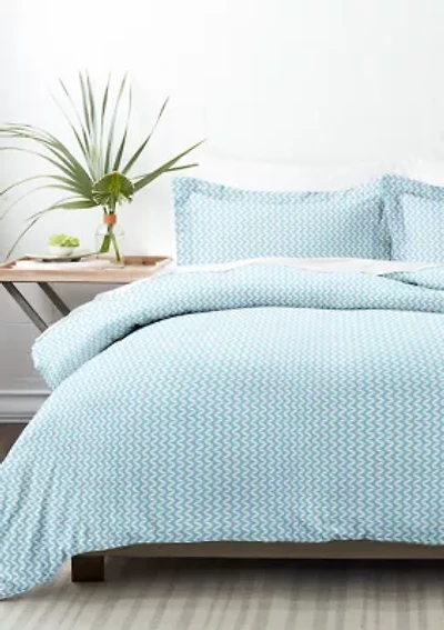 Premium Ultra Soft Puffed Chevron Print Duvet Cover Set