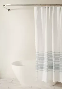 Cotton Blend Striped Shower Curtain