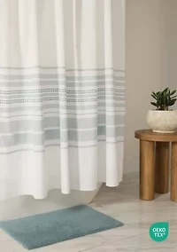 Cotton Blend Striped Shower Curtain