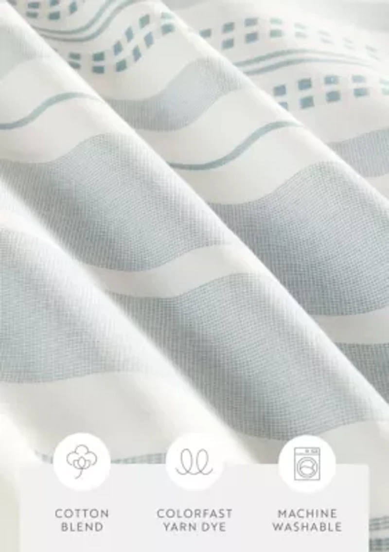 Cotton Blend Striped Shower Curtain