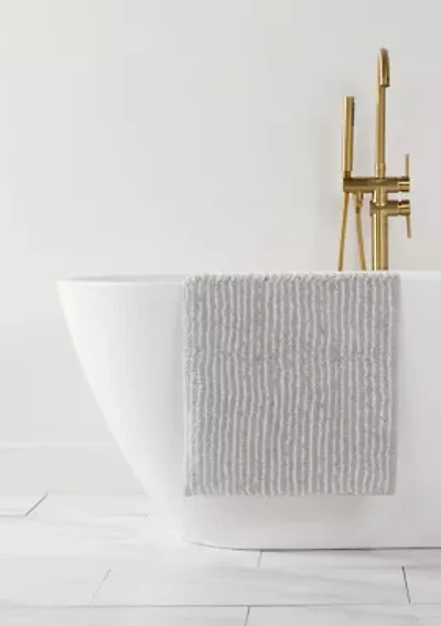 100% Cotton Pinstripe Patterned Bath Mat