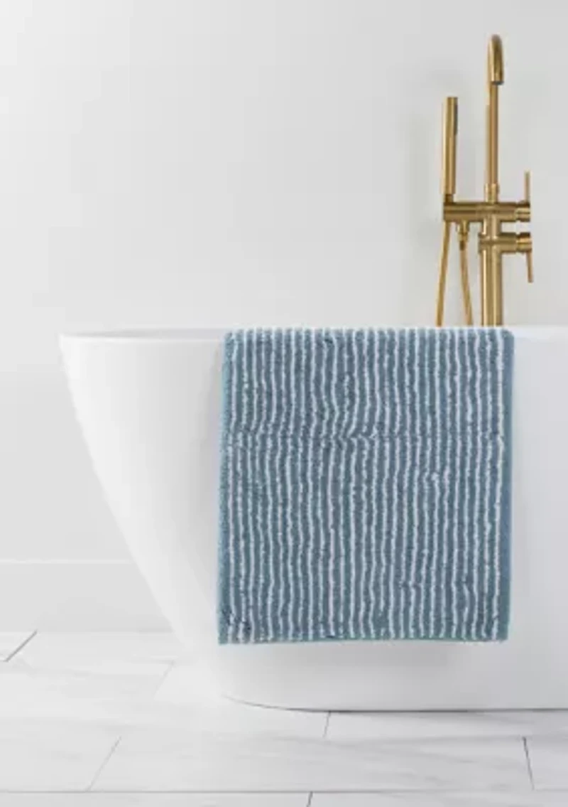 100% Cotton Pinstripe Patterned Bath Mat