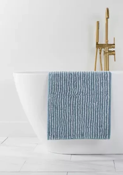 100% Cotton Pinstripe Patterned Bath Mat